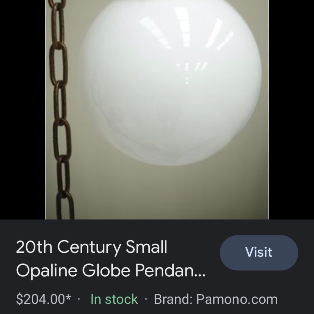 20th Century 
Opaline Globe light